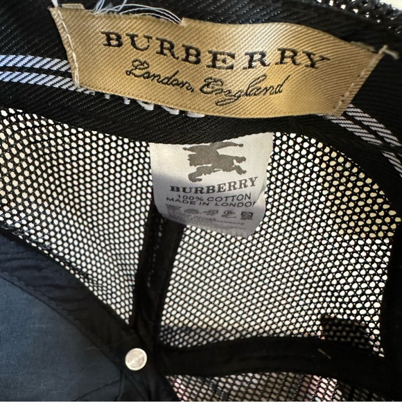 NWT BURBERRY Hat Black White Check Plaid Mesh Back Baseball Cap - Picture 5 of 8